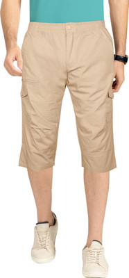 JUST BLACK Solid Men Beige Cargo Shorts