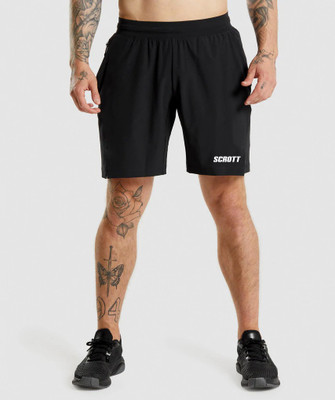 scrott fitness Solid Men Black Sports Shorts