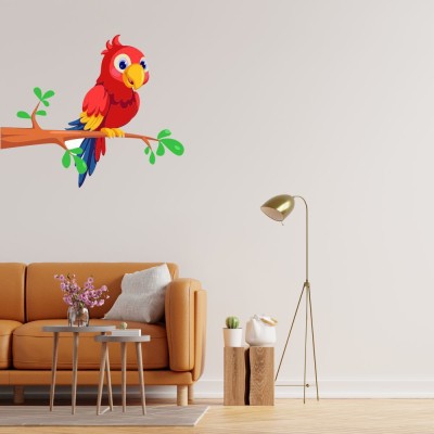 WALLSTICK 72 cm Cute Parrot Self Adhesive Sticker(Pack of 1)