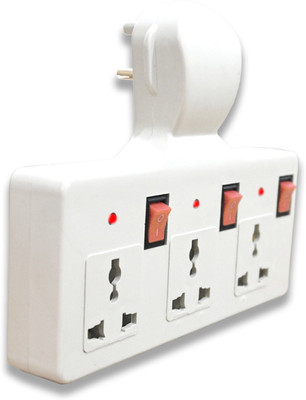 Digiway 3+3 Universal Multiplug Socket Extension with Individual Switch & LED Indicator 6 A Three Pin Socket