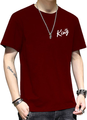 Fashion And Youth Graphic Print, Typography Men Round Neck Maroon T-Shirt