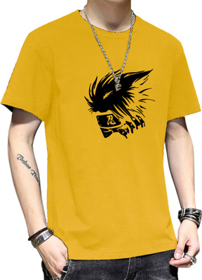 Fashion And Youth Printed Men Round Neck Yellow T-Shirt