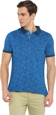 TURTLE Printed Men Polo Neck Blue T-Shirt