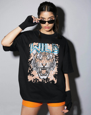 70% OFF on Leotude Printed Women Round Neck Black T-Shirt 70% OFF on Leotude Printed Women Round Neck Black T-Shirt