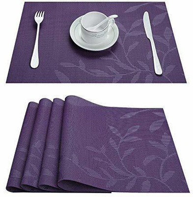 Onlyeasy Rectangular Pack of 4 Table Placemat(Purple, PVC)