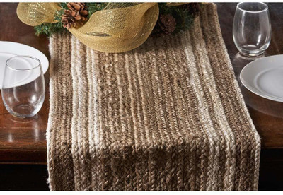 AIESY Beige 136 cm Reversible Table Runner(Nylon)
