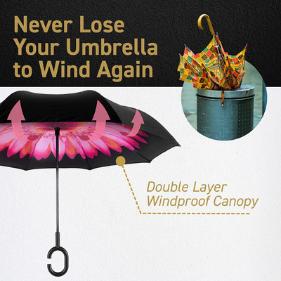 GVJ TRADERS Inverted Umbrella, Double Layer Reverse Umbrella Umbrella(Multicolor)