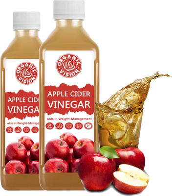 OrganicVison Pack of 2 Apple Cider Vinegar | Raw , Unfiltered , Unpasteurized Vinegar(2 x 0.5 L)