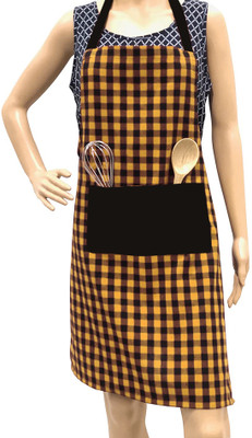 AKHVI Cotton Home Use Apron - Free Size(Yellow, Single Piece)