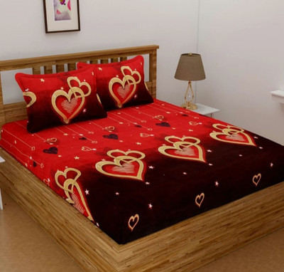 Deeksha Textiles 144 TC Microfiber Double, King, Queen 3D Printed Flat Bedsheet(Pack of 1, Multicolor)