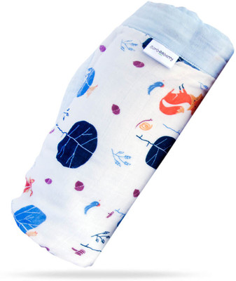 R for Rabbit Printed Single Swaddling Baby Blanket for  Mild Winter(Bamboo Cotton, White)