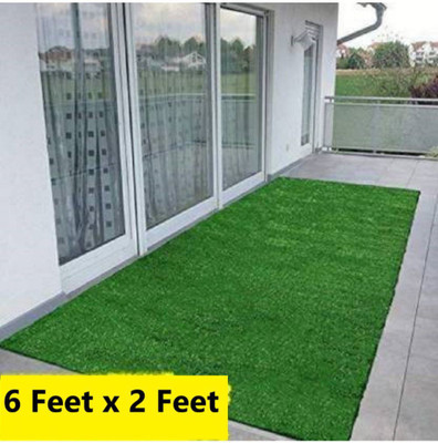 CHETANYA LOOMTEX Green Polypropylene Carpet(2 ft,  X 6 ft, Rectangle)