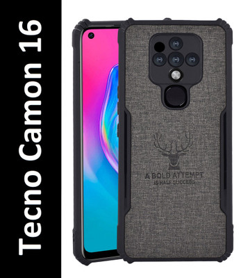 Spicesun Back Cover for Tecno Camon 16 / Vegan PU Leather / Corner Four Side Edges & Camera Lens Protection(Black, Shock Proof, Pack of: 1)