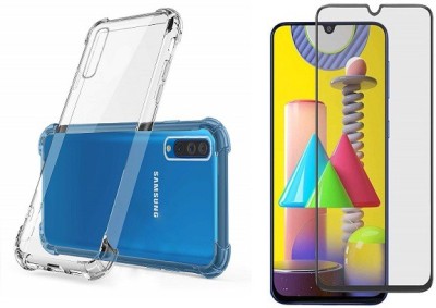 NIMMIKA ENTERPRISES Bumper Case for samsung galaxy a50/a50s/a30s bumper back cover & matte screen guard(Transparent, Black, Shock Proof, Pack of: 1)