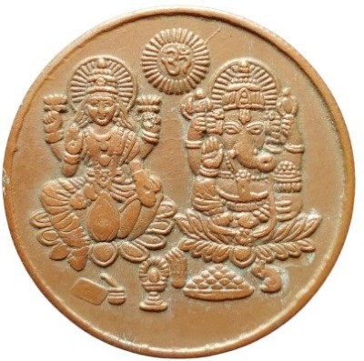 COINS WORLD 1818 LAXMI JI GANESH JI 10 GRAMS HALF ANNA COPPER TOKEN RARE Modern Coin Collection(1 Coins)