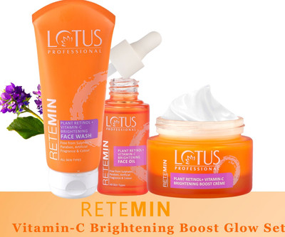 Lotus Professional Retemin Plant retinol + Vitamin C Brightening Boost Glow Set(3 Items in the set)
