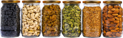 PANEL'S Glass Grocery Container  - 400 ml(Pack of 6, Gold)