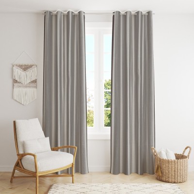 DAKSH 274 cm (9 ft) Polyester Room Darkening Long Door Curtain (Pack Of 2)(Solid, Grey)