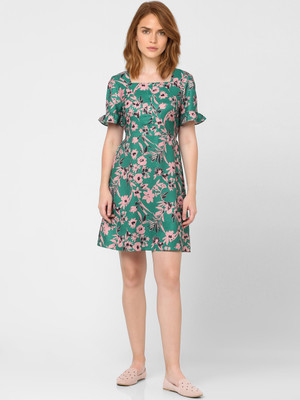 VERO MODA Women Shift Green Above Knee/Mid Thigh Length Dress