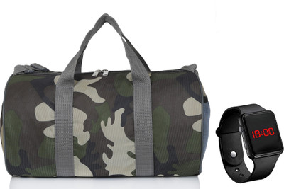 TANAUM (Expandable) Army gym bag sport kit bag travel and hand duffle bag with digital watch regular Gym Duffel Bag