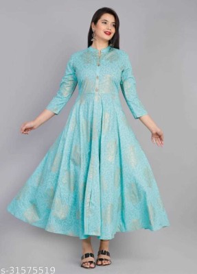 Fab Anarkali Gown(Blue, Gold)