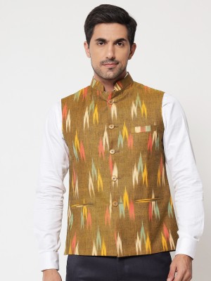 Vastraa Fusion Sleeveless Geometric Print Men Jacket