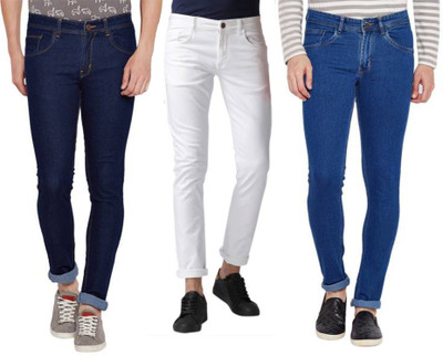 Masterly Weft Slim Men Multicolor Jeans(Pack of 3)