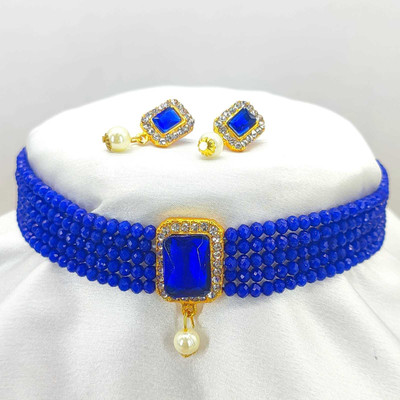 Padmavati Bangles Alloy Gold-plated Blue, Gold, White Jewellery Set(Pack of 1)