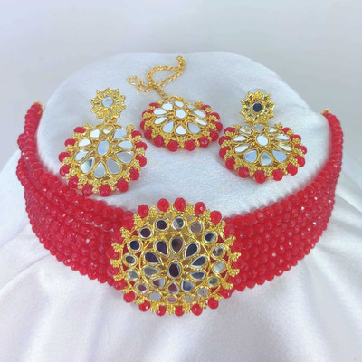 TWOLOVER Alloy Gold-plated Red Jewellery Set(Pack of 2)