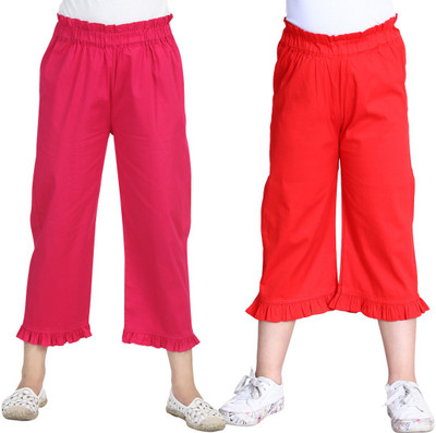 CUTIEKINS Capri For Girls Casual Solid Lycra Blend(Pink Pack of 2)