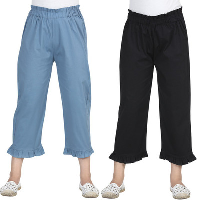 CUTIEKINS Capri For Girls Casual Solid Cotton Blend(Black Pack of 2)