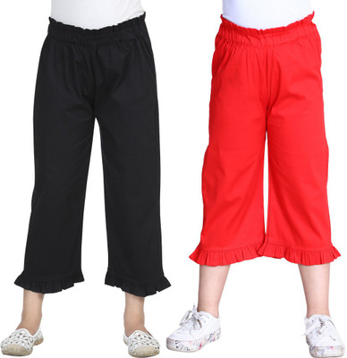 CUTIEKINS Capri For Girls Casual Solid Lycra Blend(Black Pack of 2)