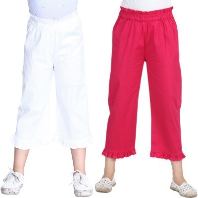 CUTIEKINS Capri For Girls Casual Solid Cotton Blend(Red Pack of 2)