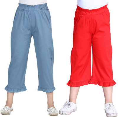 CUTIEKINS Capri For Girls Casual Solid Lycra Blend(Grey Pack of 2)