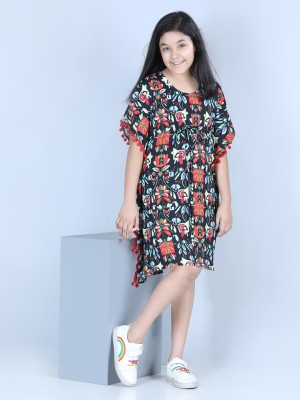 STYLESTONE Girls Midi/Knee Length Casual Dress(Multicolor, Half Sleeve)