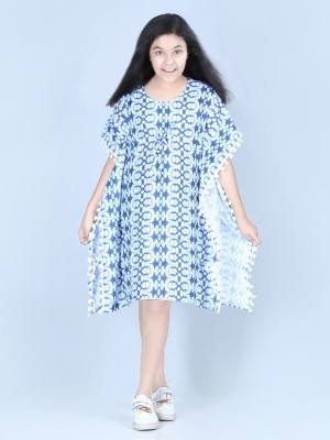 STYLESTONE Girls Midi/Knee Length Casual Dress(Blue, Half Sleeve)