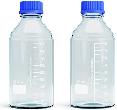 Salco Glass Storage Bottles with GL45 Blue Screw Cap (1000ml - 2pcs) Laboratory Dropper Bottle(Borosilicate Glass 1000 ml Pack of2)