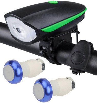 NSV Bike Bicycle Rechargeable Front Head-Light and Horn With Handle Warning Light LED Front Light(Black, Blue, Red)