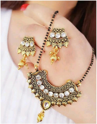 Bhagya Lakshmi Alloy Gold-plated Gold, Black, White Jewellery Set(Pack of 1)