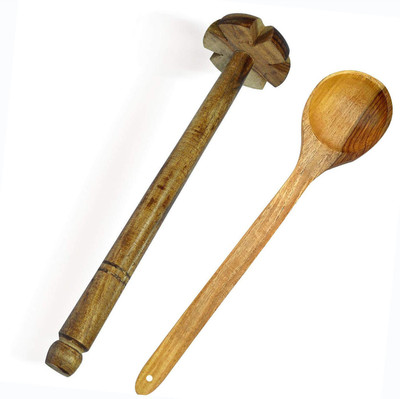 FAAS handicrafts Wooden Hand Masher (Dal/Lassie Ghotni) Wood Masher