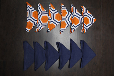 Dekor World Hexagonal Plain Printed Green Napkin Set (Pack of 12) Blue, Orange Cloth Napkins(12 Sheets)