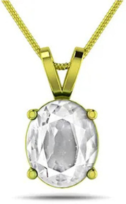 RATAN BAZAAR Best and Natural White Zircon Stone Pendant For Women Gold-plated Zircon Copper Pendant
