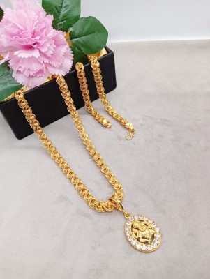 shankhraj mall Pendant Bholenath Locket Chain Gold Plated Jewelry for Men , Boys -100377 Gold-plated Brass Pendant Set