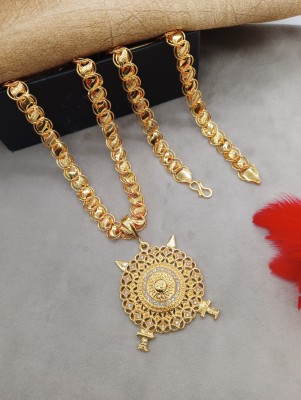 shankhraj mall GOLD PLATED BIG PENDANT AND BIG CHAIN FOR MEN OR BOYS-100389 Gold-plated Brass Pendant Set