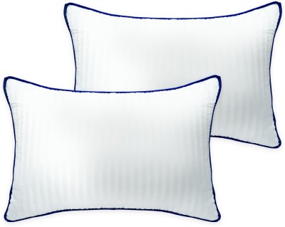 AYKA Splendour Soft Cord Sleeping Pillow Polyester Fibre Stripes Sleeping Pillow Pack of 2(White, Blue)