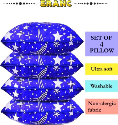 ERANC Polyester Fibre Abstract Sleeping Pillow Pack of 4(Blue)