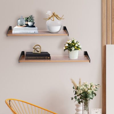 Torche Wooden Wall Shelf(Number of Shelves - 2, Black)