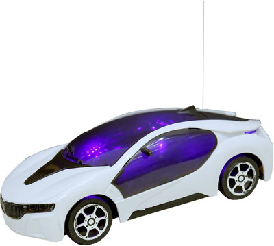 Just97 Wireless Remote Control Fast Modern Car With 3D Light For Kids(White)