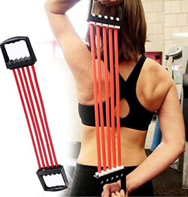 BUNNYDOT Adjustable Multi-Function 5 Rubber Tubes Chest Expander Exerciser (Multicolour) Resistance Tube(Any)
