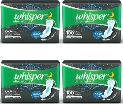 Whisper ultra nights XXL+ ( 5+5+5+5 pads ) Sanitary Pad  (Pack of 20)